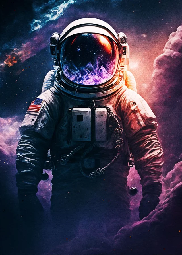 Astronauta - plakat pop art Czerwony