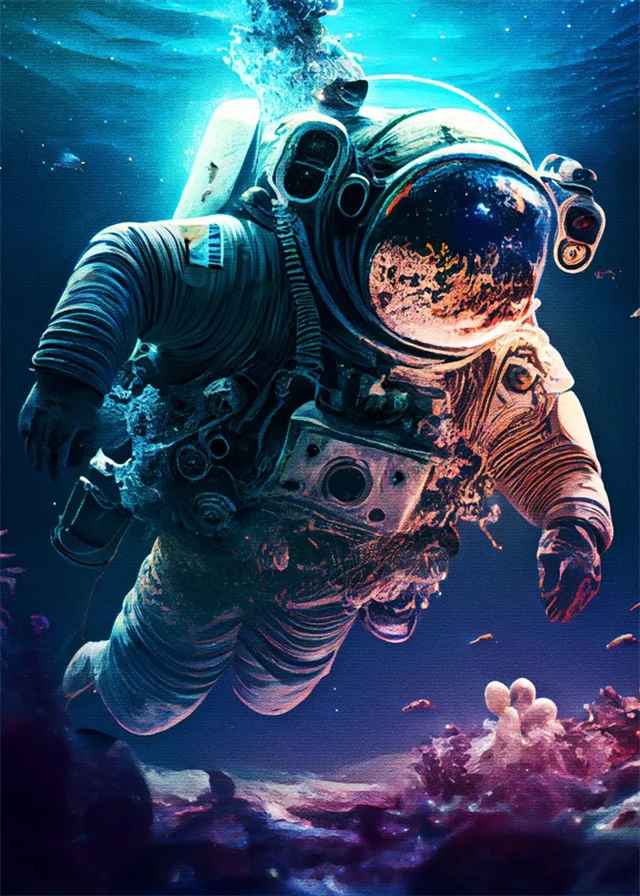Astronauta - plakat pop art Fioletowy