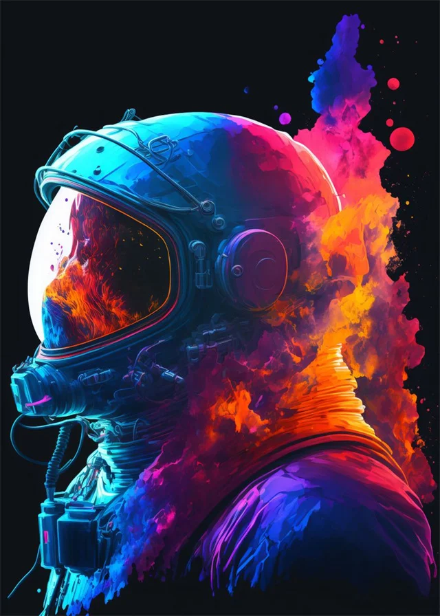 Astronauta - plakat pop art Jasnoszary