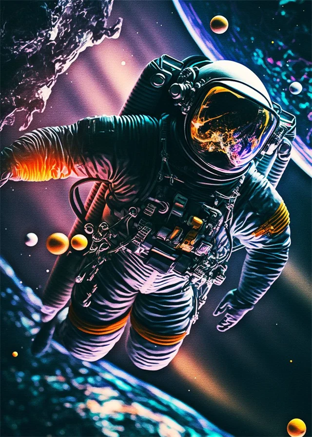 Astronauta - plakat pop art Niebieski