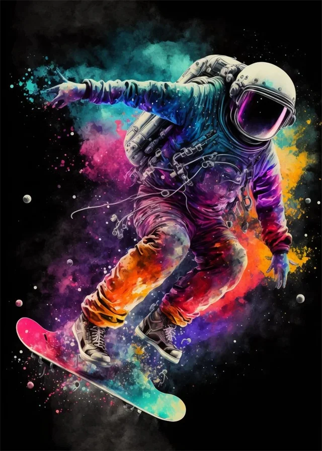 Astronauta - plakat pop art żółty