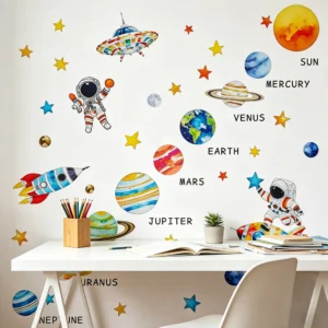 Astronauta i rakieta - plakat kosmos do pokoju dziecięcego Wielo