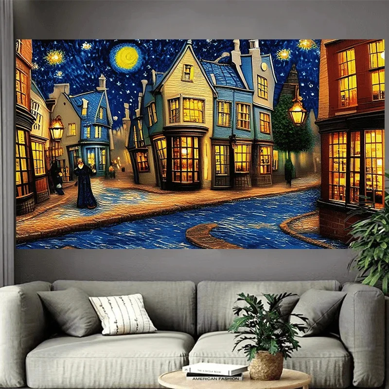 Baśniowy zamek nad jeziorem – plakat fantasy Kolor