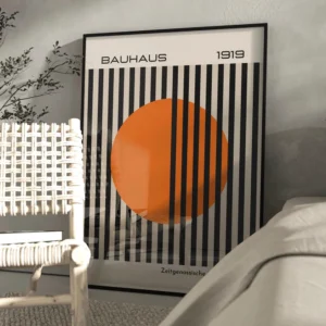 Bauhaus 1919 - retro plakat w stylu geometrycznym Biały