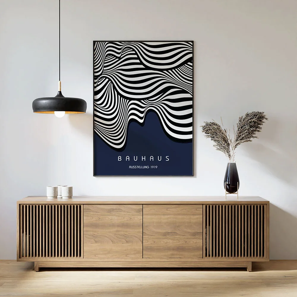 Bauhaus - geometryczny plakat vintage żółty