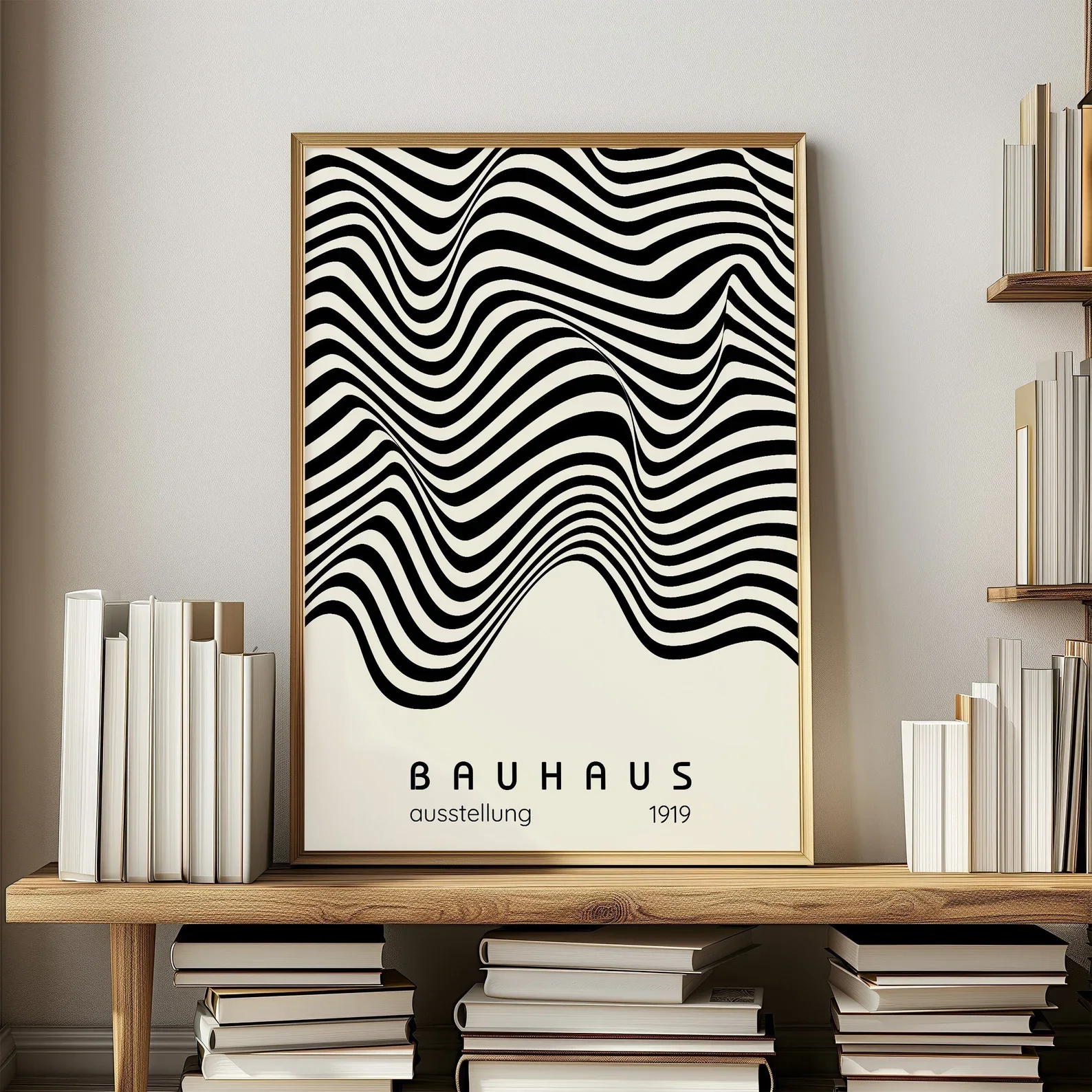 Bauhaus – minimalistyczny plakat falisty Biały