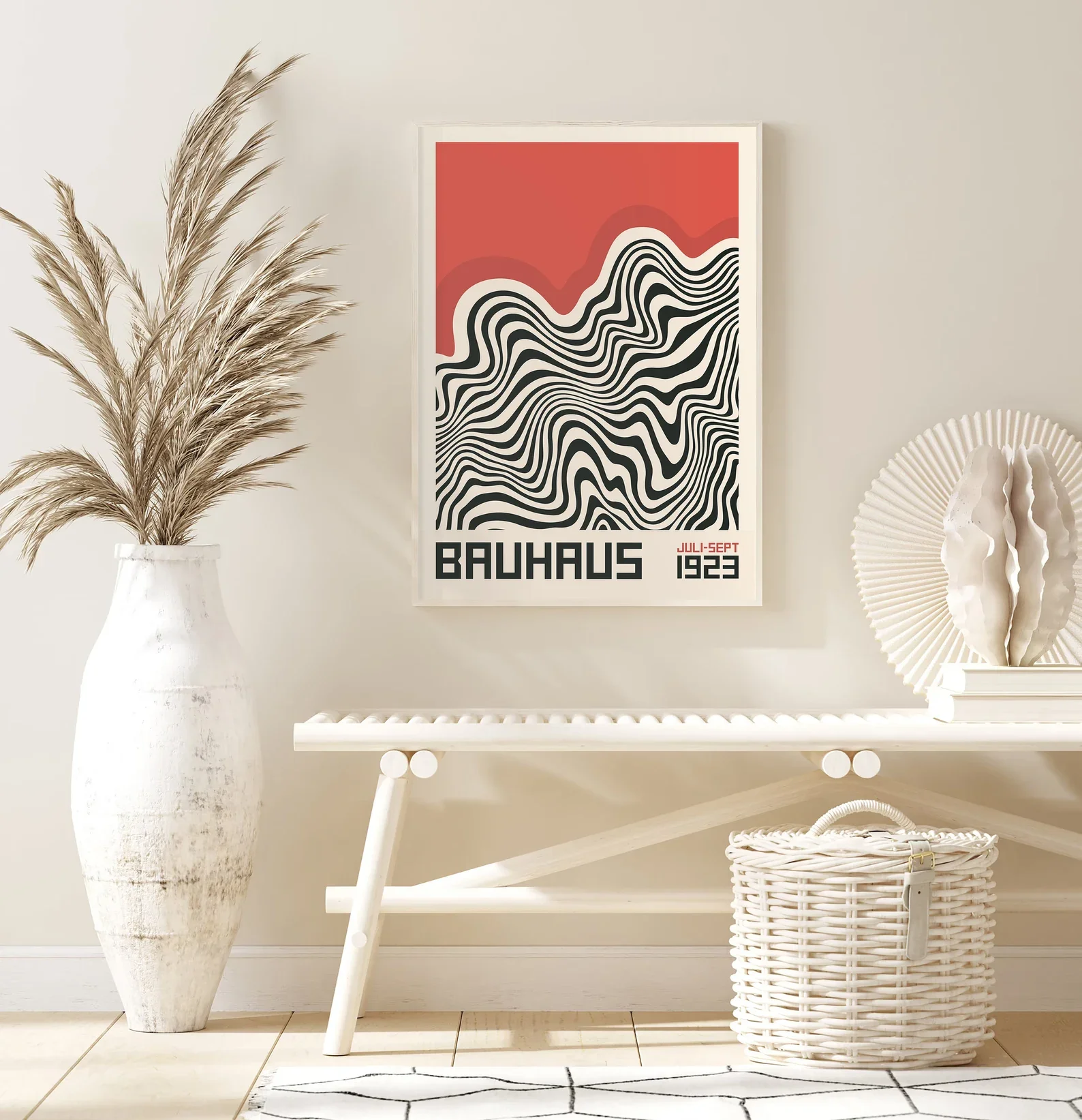 Bauhaus – minimalistyczny plakat falisty Błękitny