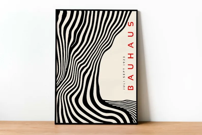 Bauhaus – minimalistyczny plakat falisty Czerwony