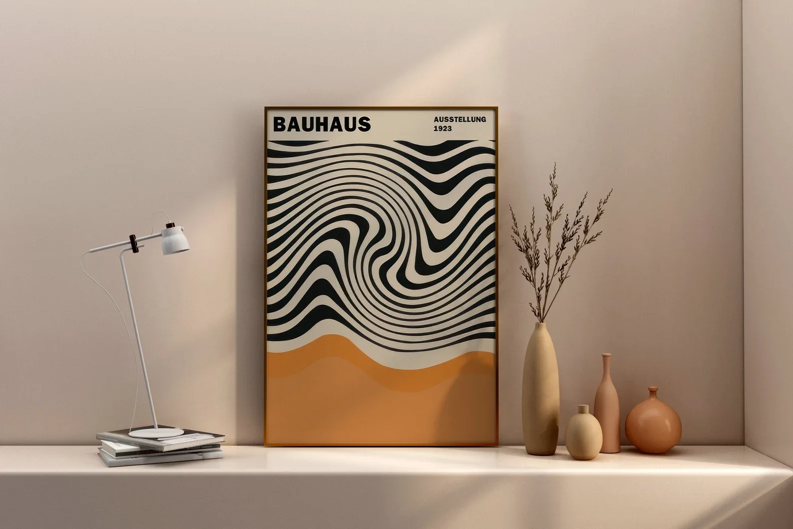 Bauhaus – minimalistyczny plakat falisty Granatowy