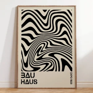 Bauhaus – minimalistyczny plakat falisty Szary