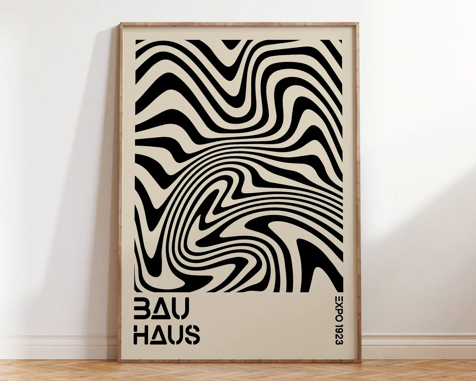 Bauhaus – minimalistyczny plakat falisty Szary