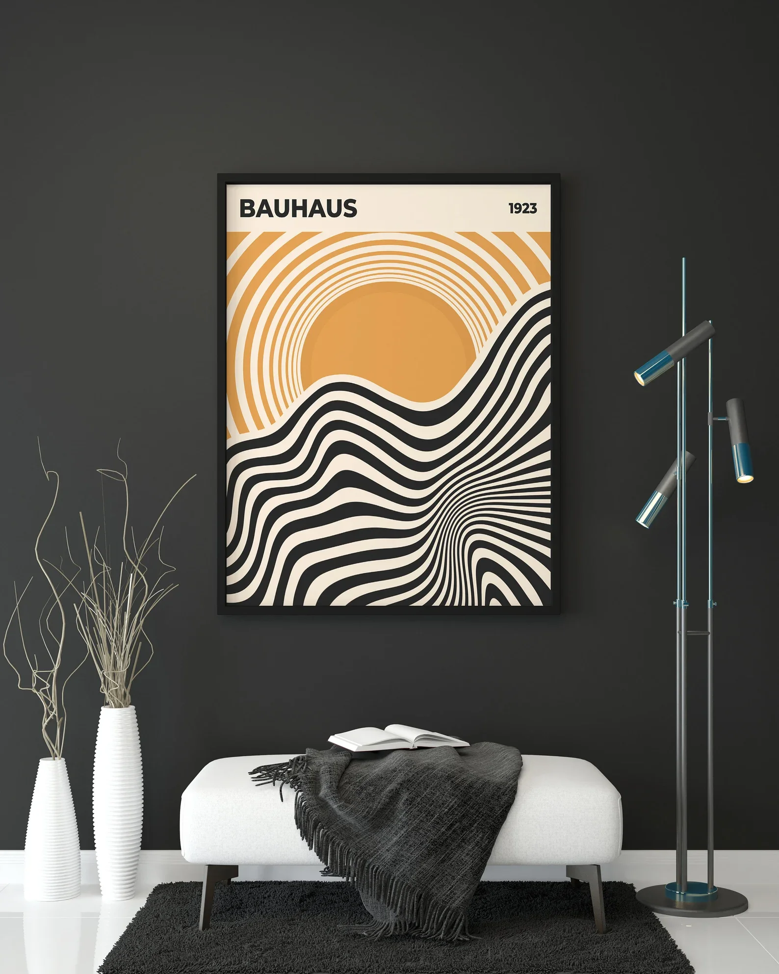 Bauhaus – minimalistyczny plakat falisty Zielony