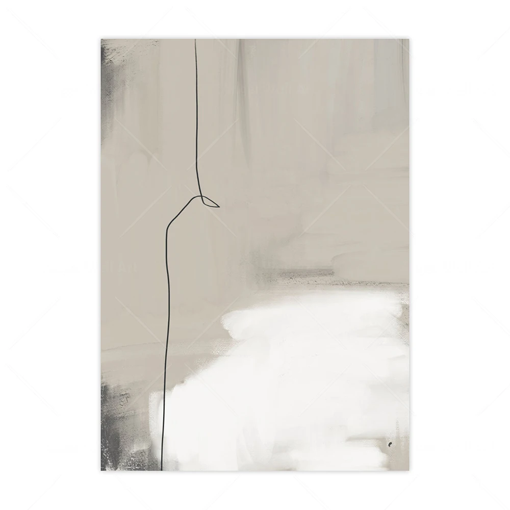 Beż i czerń - abstrakcyjny plakat minimalistyczny żółty