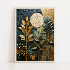 Boho abstrakcja botaniczna - plakat w odcieniach ziemi Czerwony