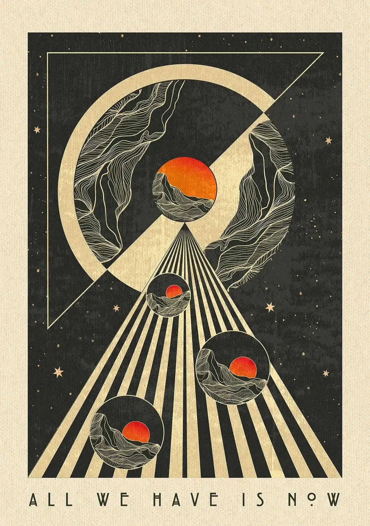 Boho psychodelia lat 70. - plakat z cytatem Fioletowy
