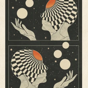 Boho psychodelia lat 70. - plakat z cytatem Fioletowy/фиолетовый