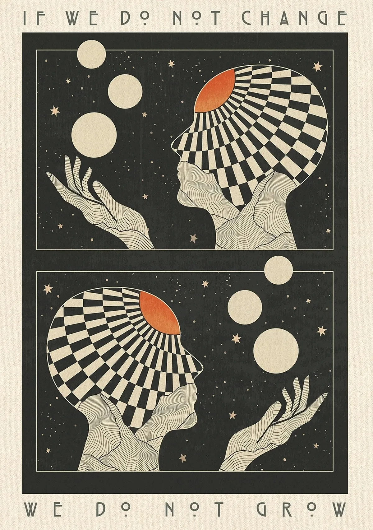 Boho psychodelia lat 70. - plakat z cytatem Fioletowy/фиолетовый