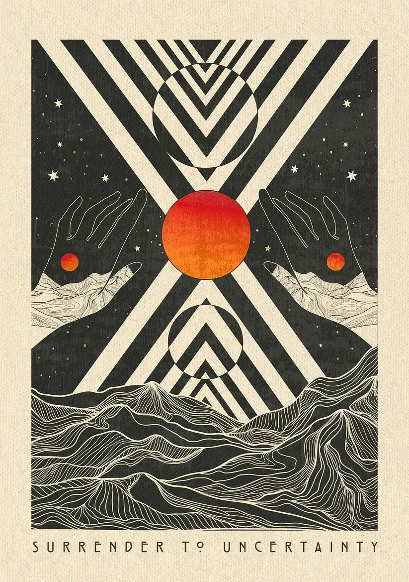 Boho psychodelia lat 70. - plakat z cytatem Jasnozielony