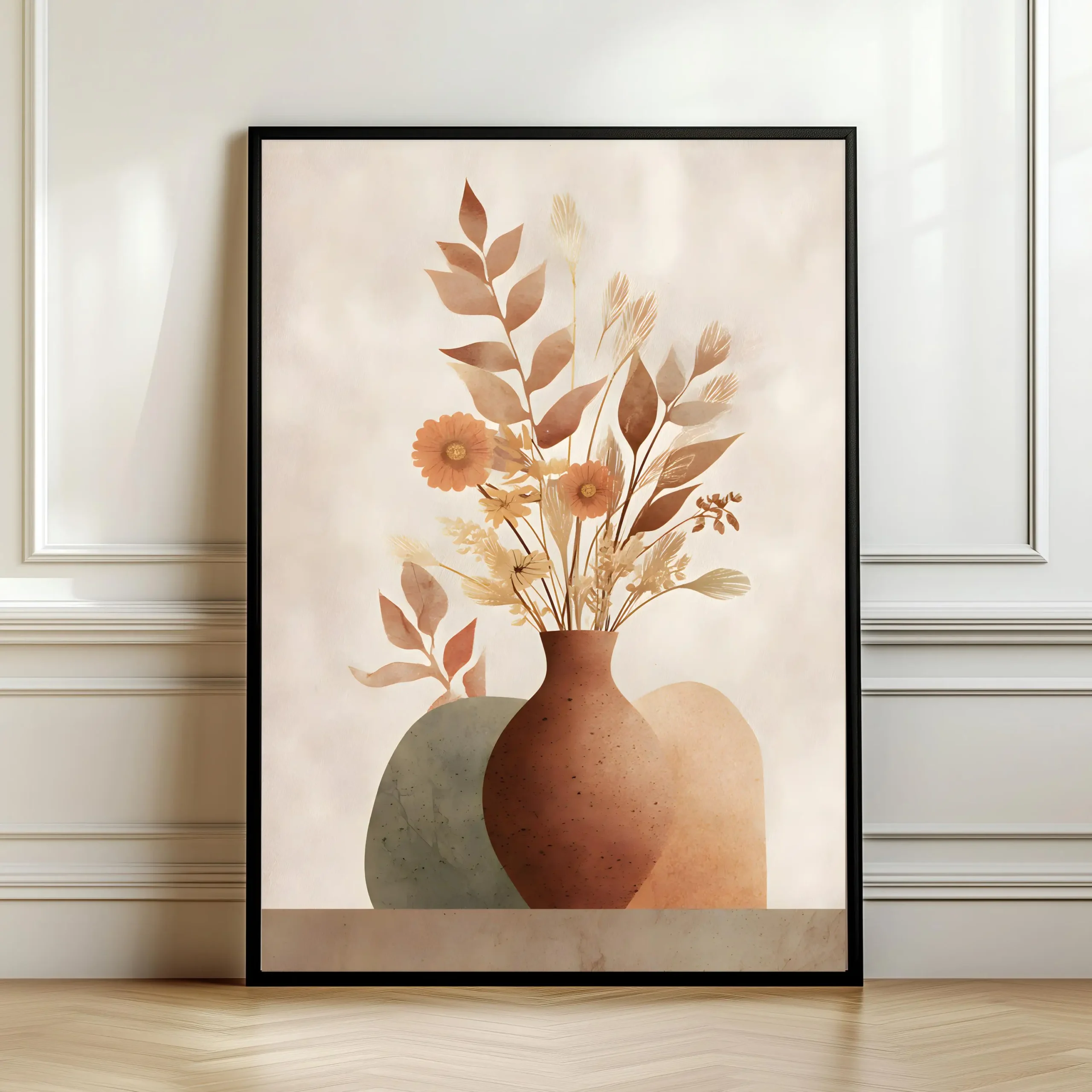 Botaniczny plakat boho z roślinami Burgundia