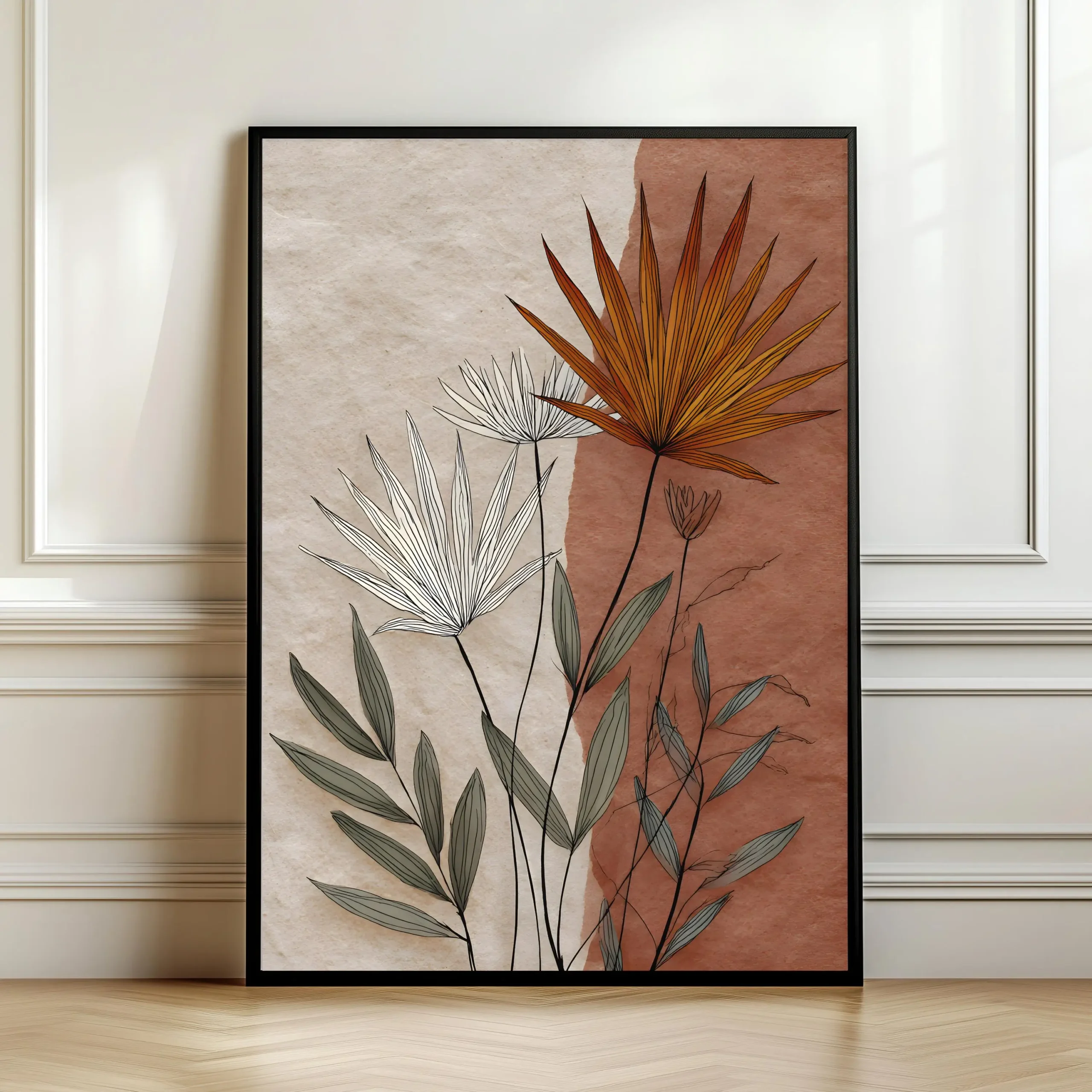 Botaniczny plakat boho z roślinami Fioletowy
