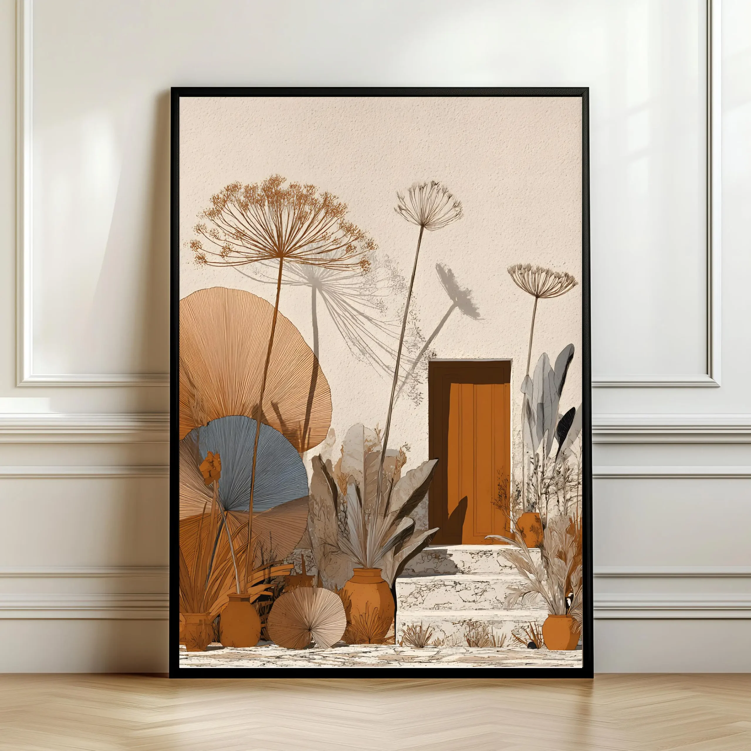 Botaniczny plakat boho z roślinami Niebieski