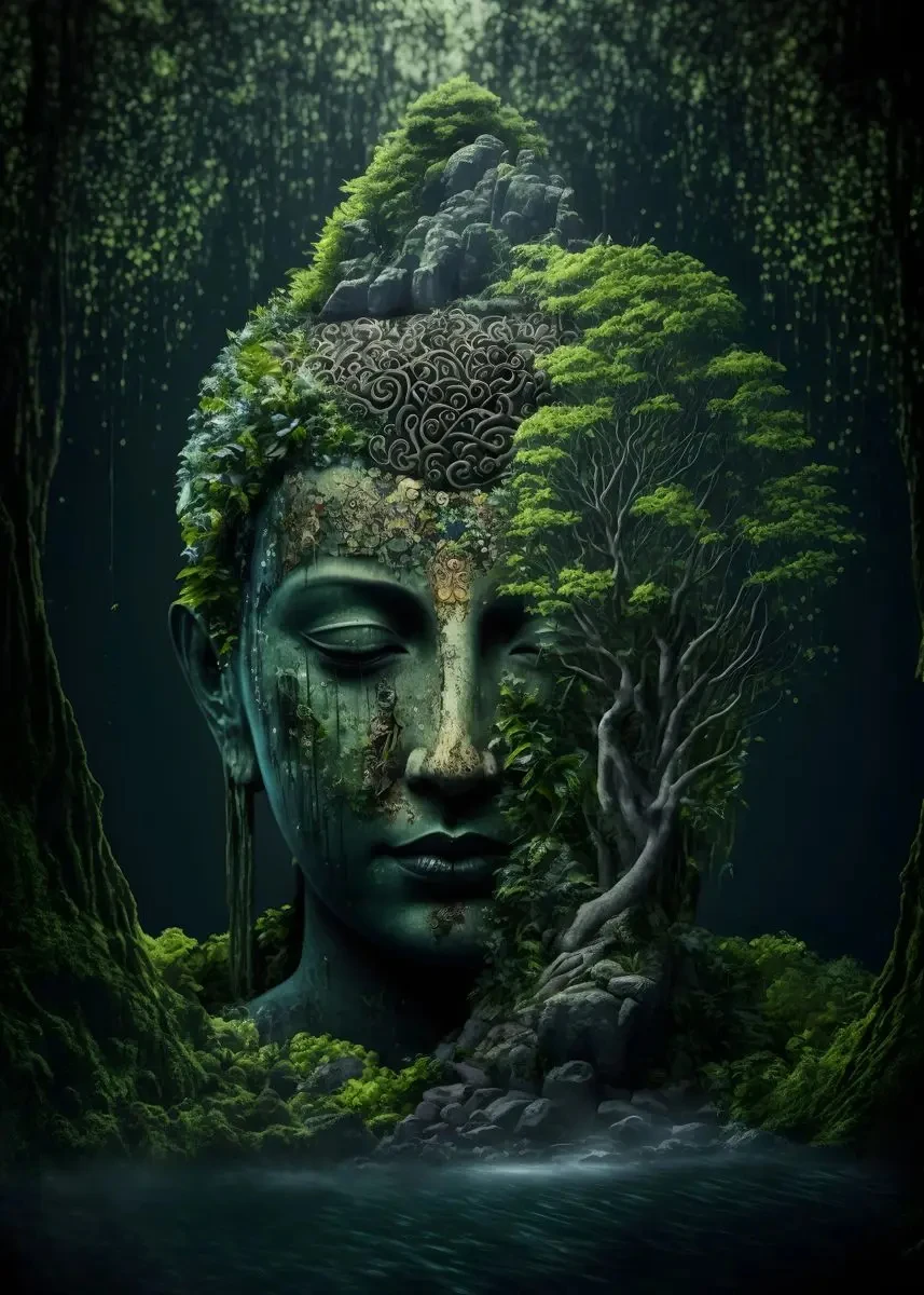Budda w naturze - plakat medytacyjny Biały