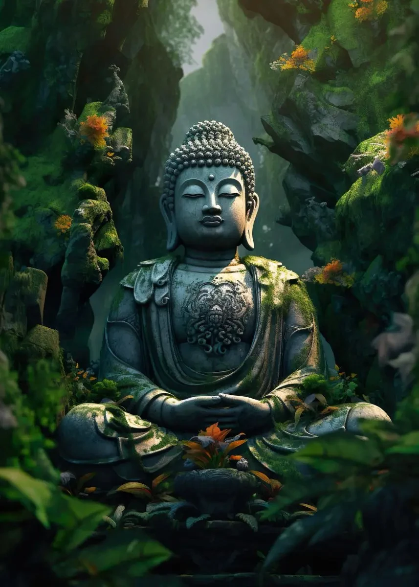 Budda w naturze - plakat medytacyjny Burgundia