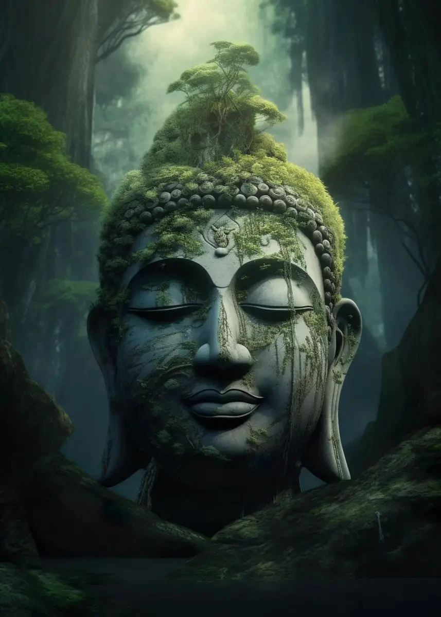 Budda w naturze - plakat medytacyjny Czerwony