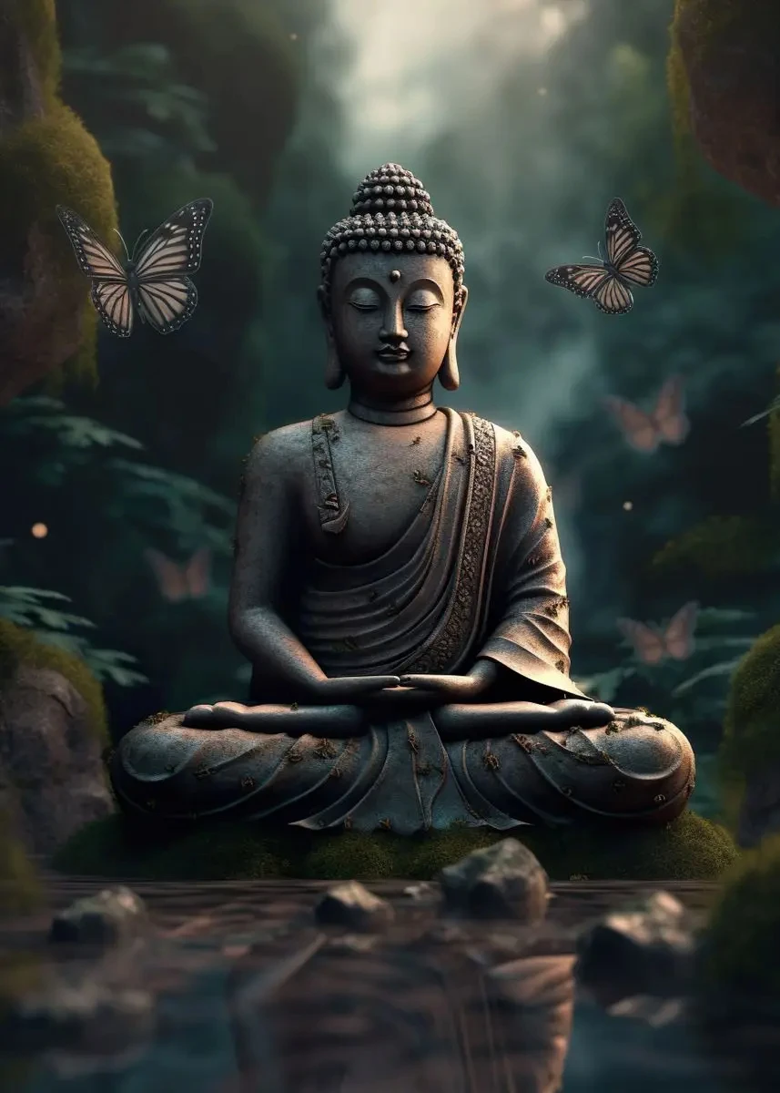 Budda w naturze - plakat medytacyjny Fioletowy