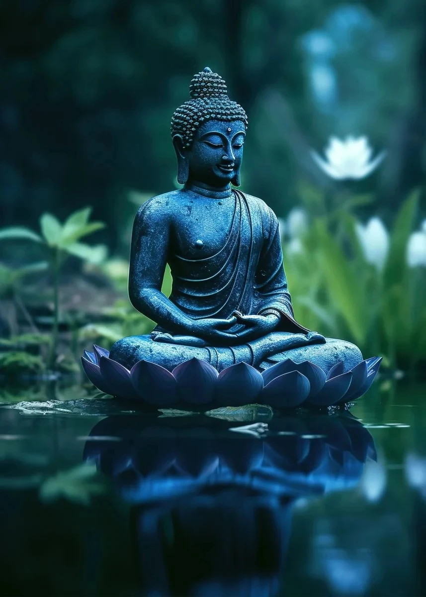 Budda w naturze - plakat medytacyjny Jasnoszary