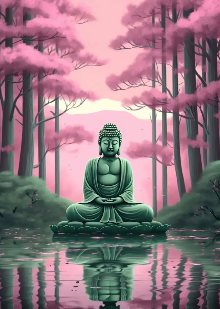 Budda w naturze - plakat medytacyjny Niebieski