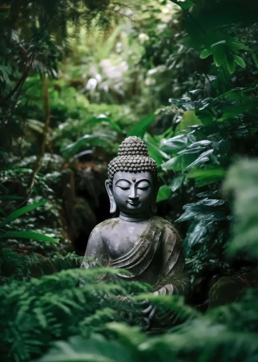 Budda w naturze - plakat medytacyjny Zielony