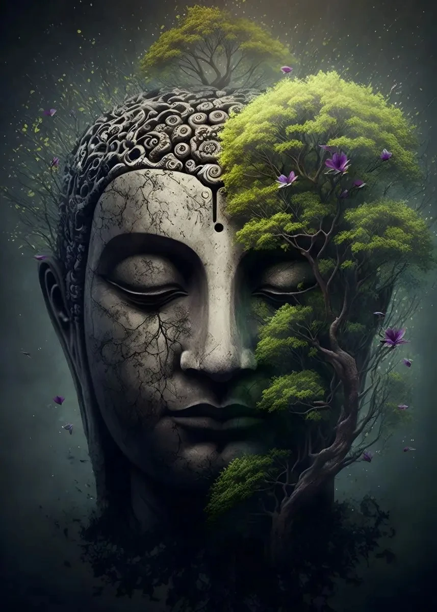 Budda w naturze - plakat medytacyjny żółty