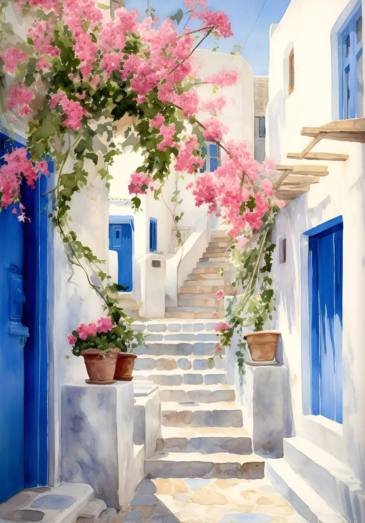 Cytryny i Santorini - plakat śródziemnomorski Złoto