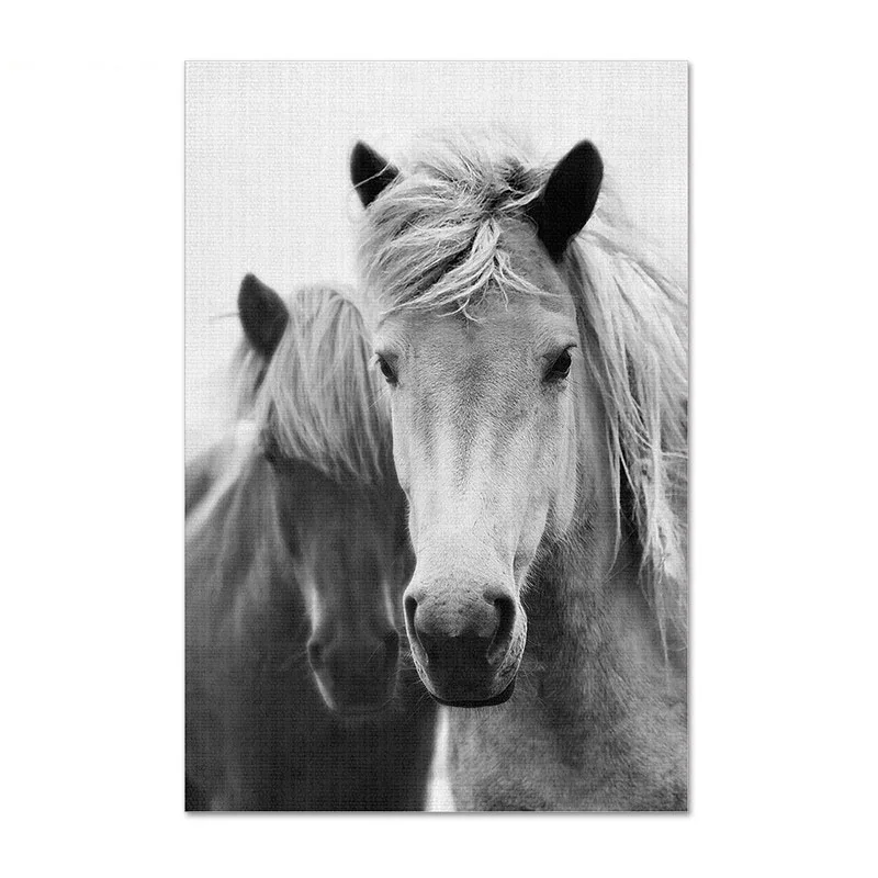 Czarno-biały koń - abstrakcyjny plakat minimalistyczny Fioletowy/фиолетовый
