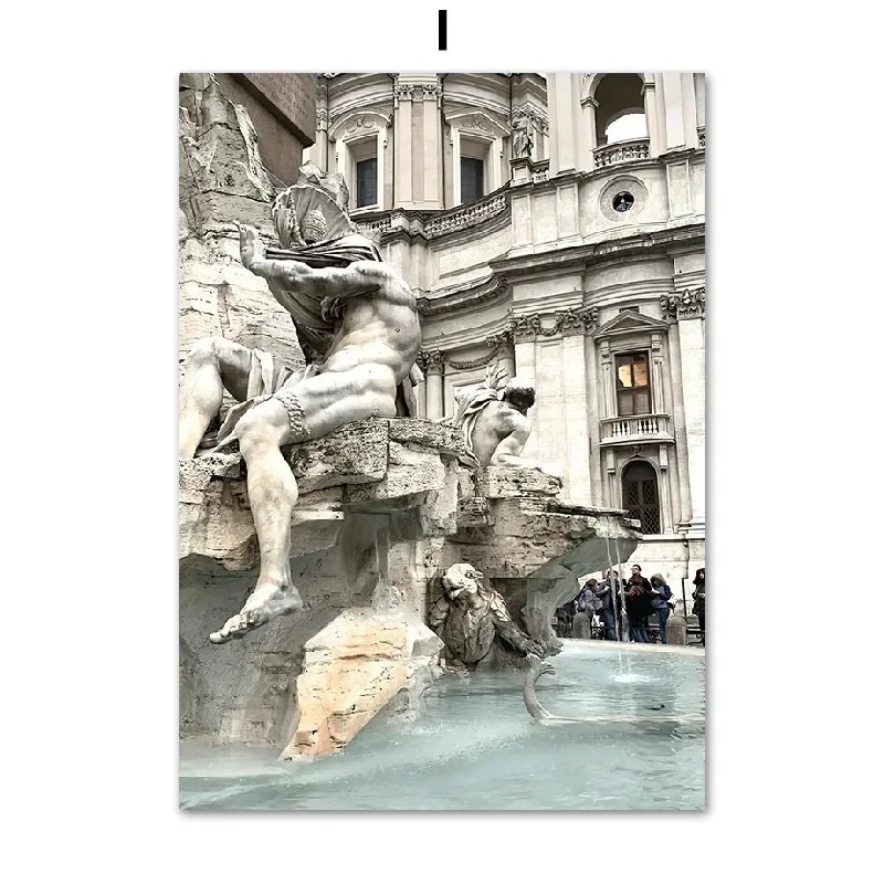Fontanna di Trevi - plakat w stylu skandynawskim Granatowy