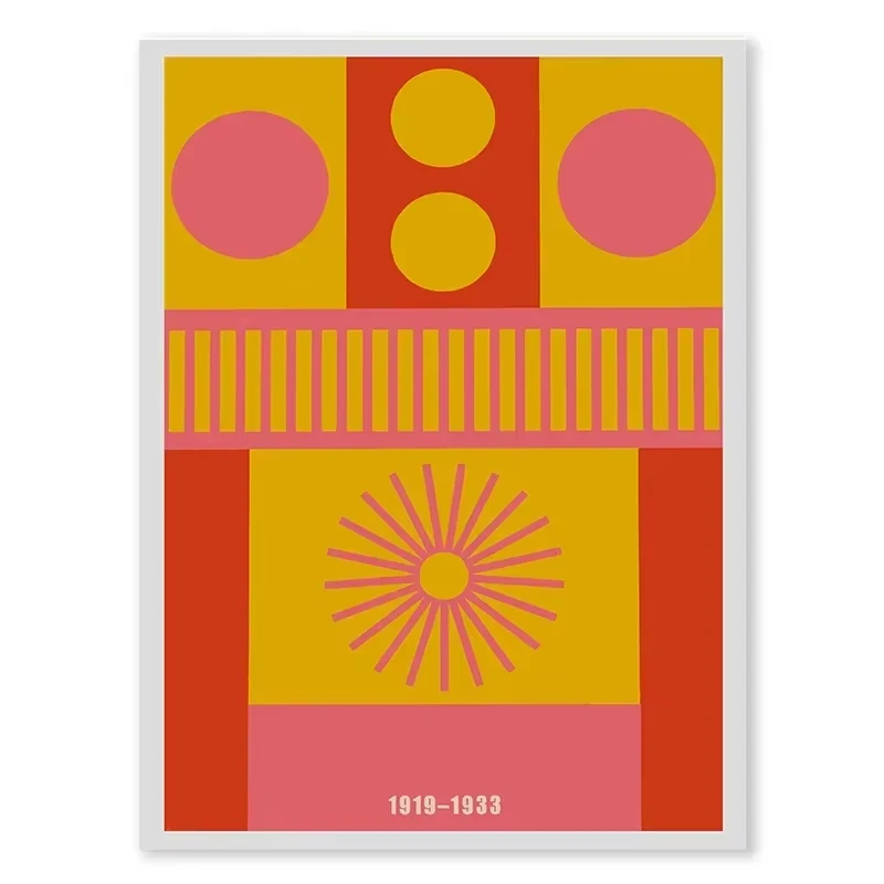 Geometryczny plakat Bauhaus w kolorach Beżowy