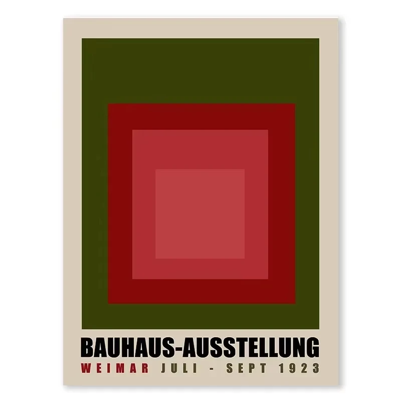 Geometryczny plakat Bauhaus w kolorach Czerwony
