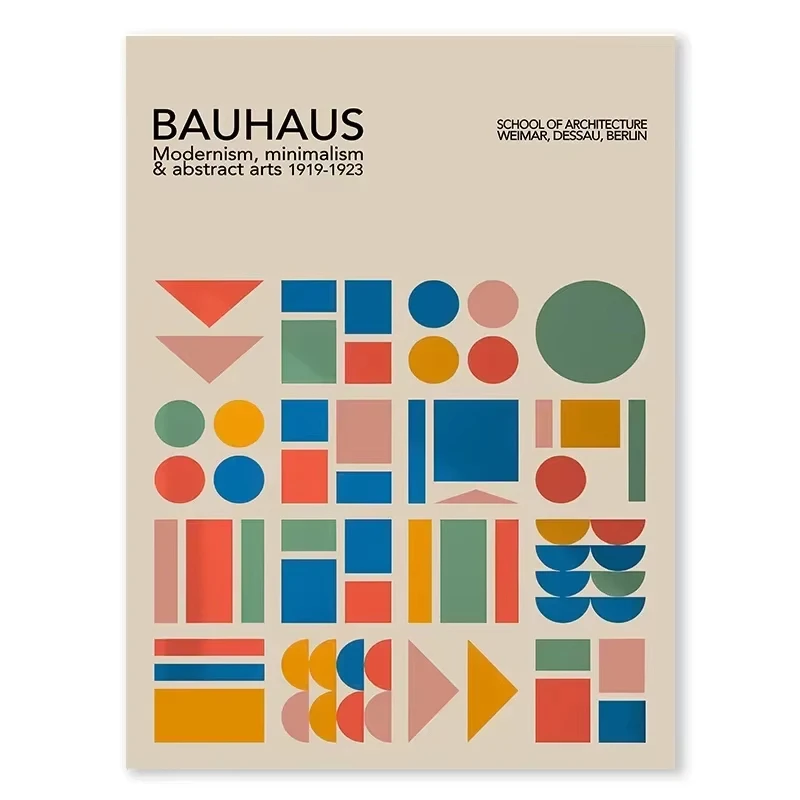 Geometryczny plakat Bauhaus w kolorach Głęboki niebieski