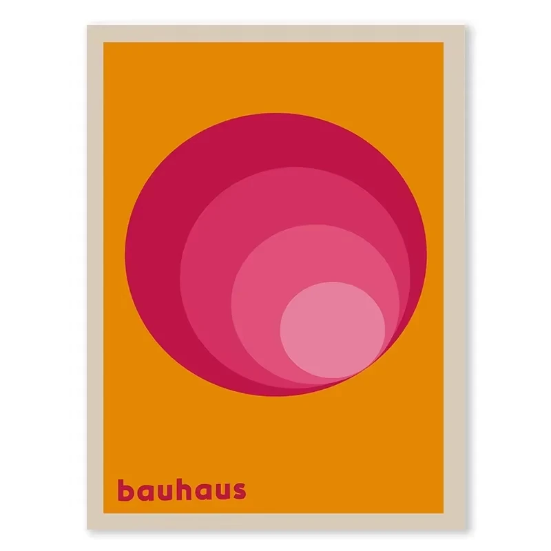 Geometryczny plakat Bauhaus w kolorach śliwka