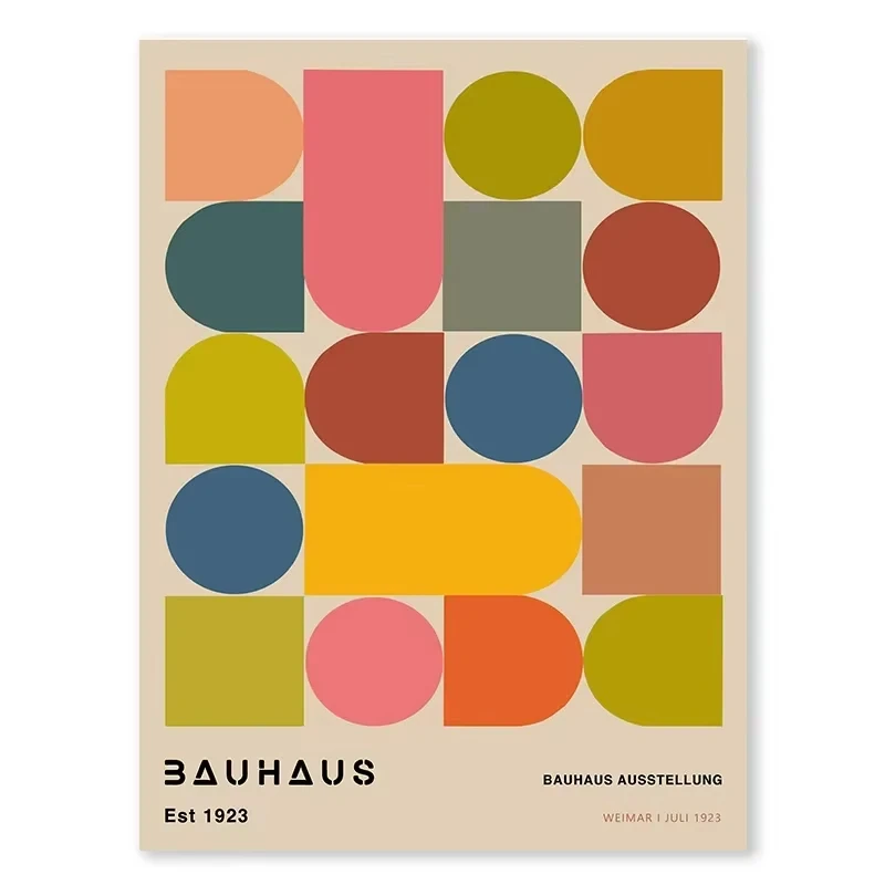Geometryczny plakat Bauhaus w kolorach Złoto