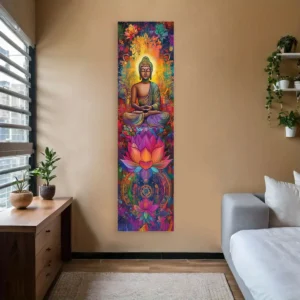 Gobelin Ścienny Budda i Lotos Mandala Armijna zieleń