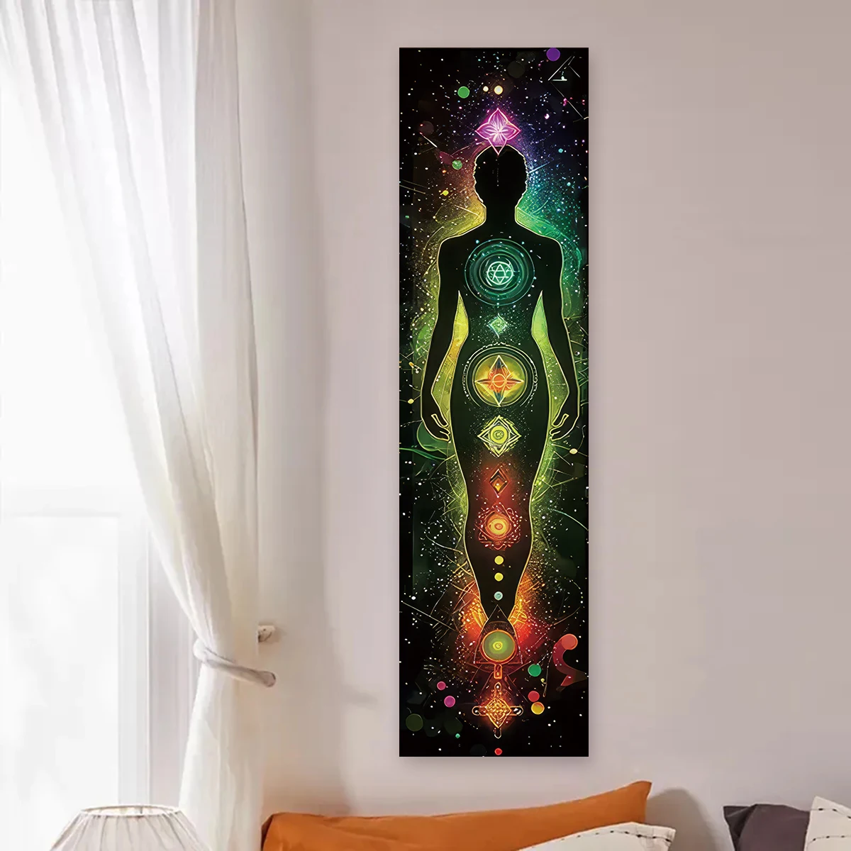 Gobelin Mandala Czakry Tęczowy Zielony