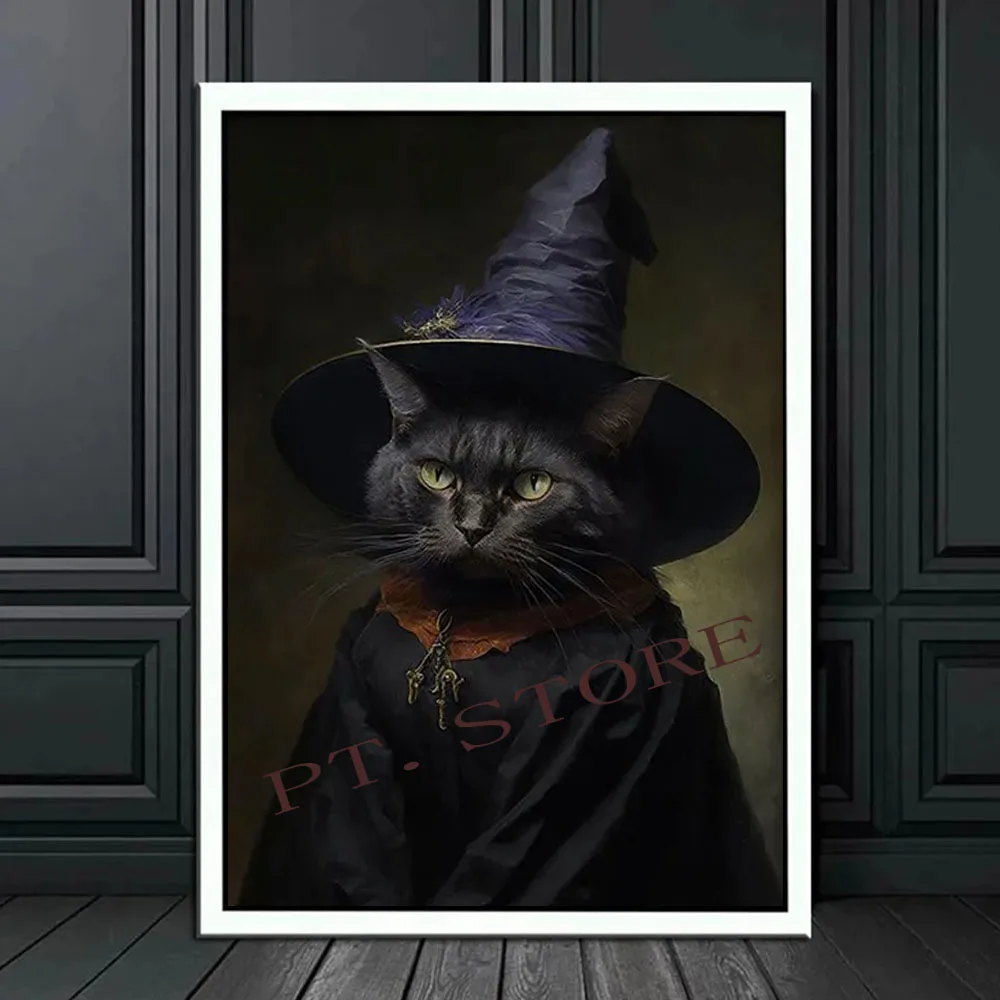 Gotycki plakat z krukiem i czarownicą - dark academia Kolba