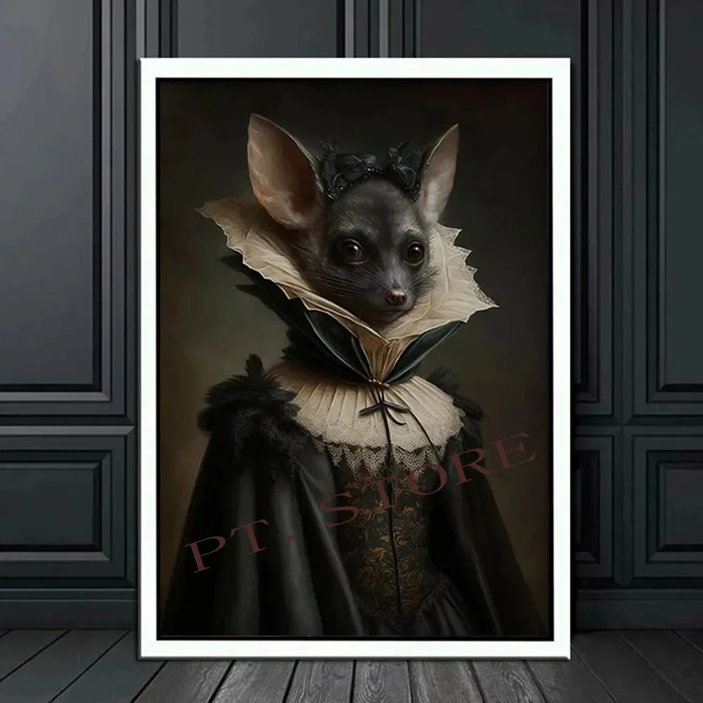 Gotycki plakat z krukiem i czarownicą - dark academia Szary