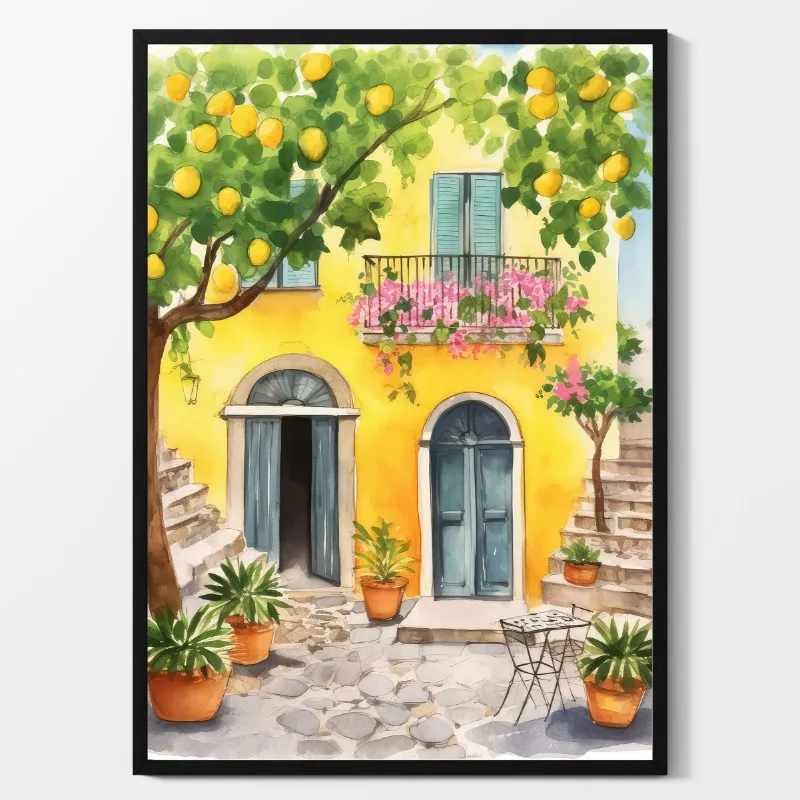 Grecka architektura - kolorowy plakat podróżniczy Brązowy