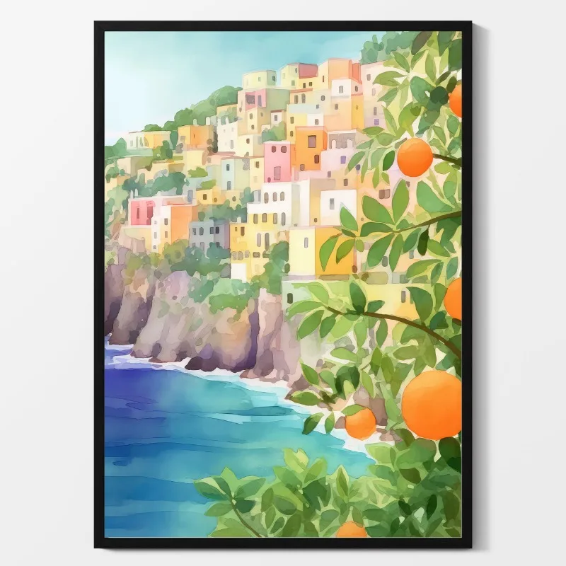Grecka architektura - kolorowy plakat podróżniczy Fioletowy/фиолетовый