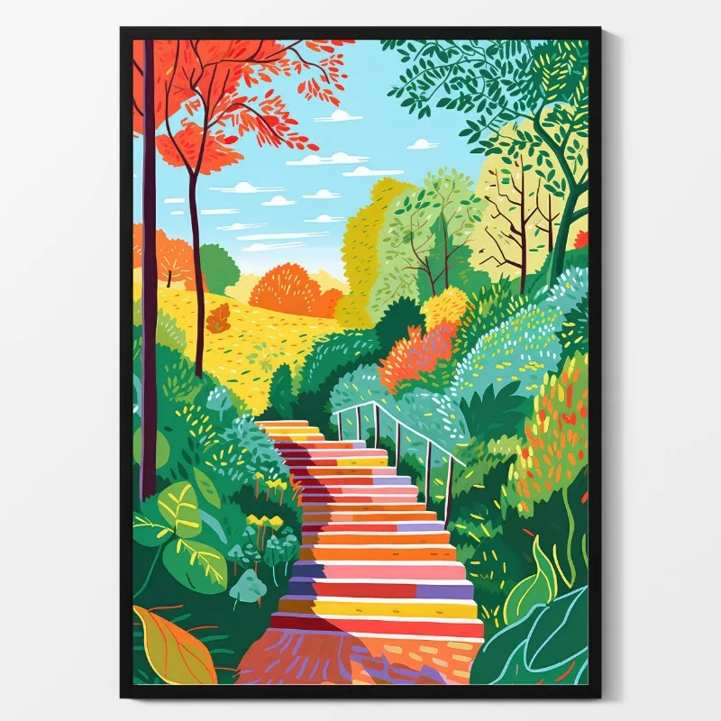 Grecka architektura - kolorowy plakat podróżniczy Różowy