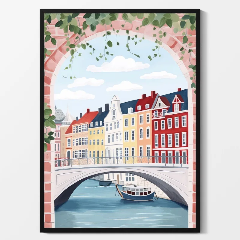 Grecka architektura - kolorowy plakat podróżniczy Wielo