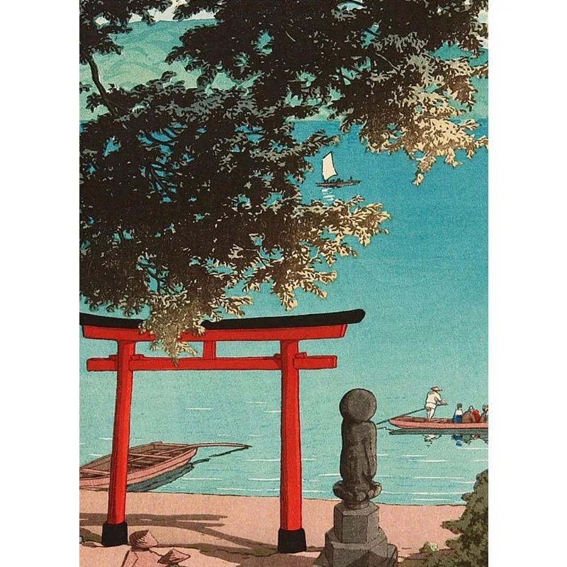 Japoński pejzaż Tokio w stylu ukiyo-e Fioletowy